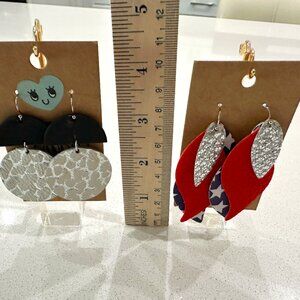 🌴2 Pair Vegan Leather Earrings🌴